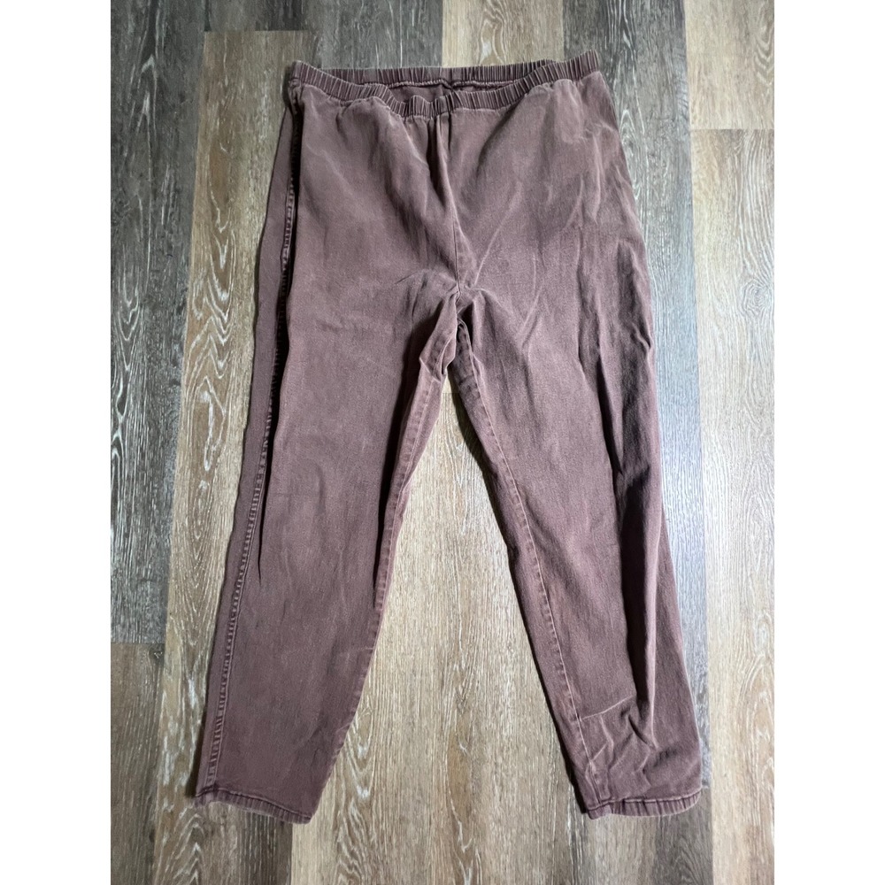 Just My Size Pants Women 26W/28W Brown Elastic Waist Tapered Leg Casual